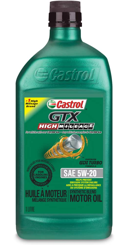 Castrol GTX High Mileage 5W20 Synthetic Blend Engine Motor Oil 1 L