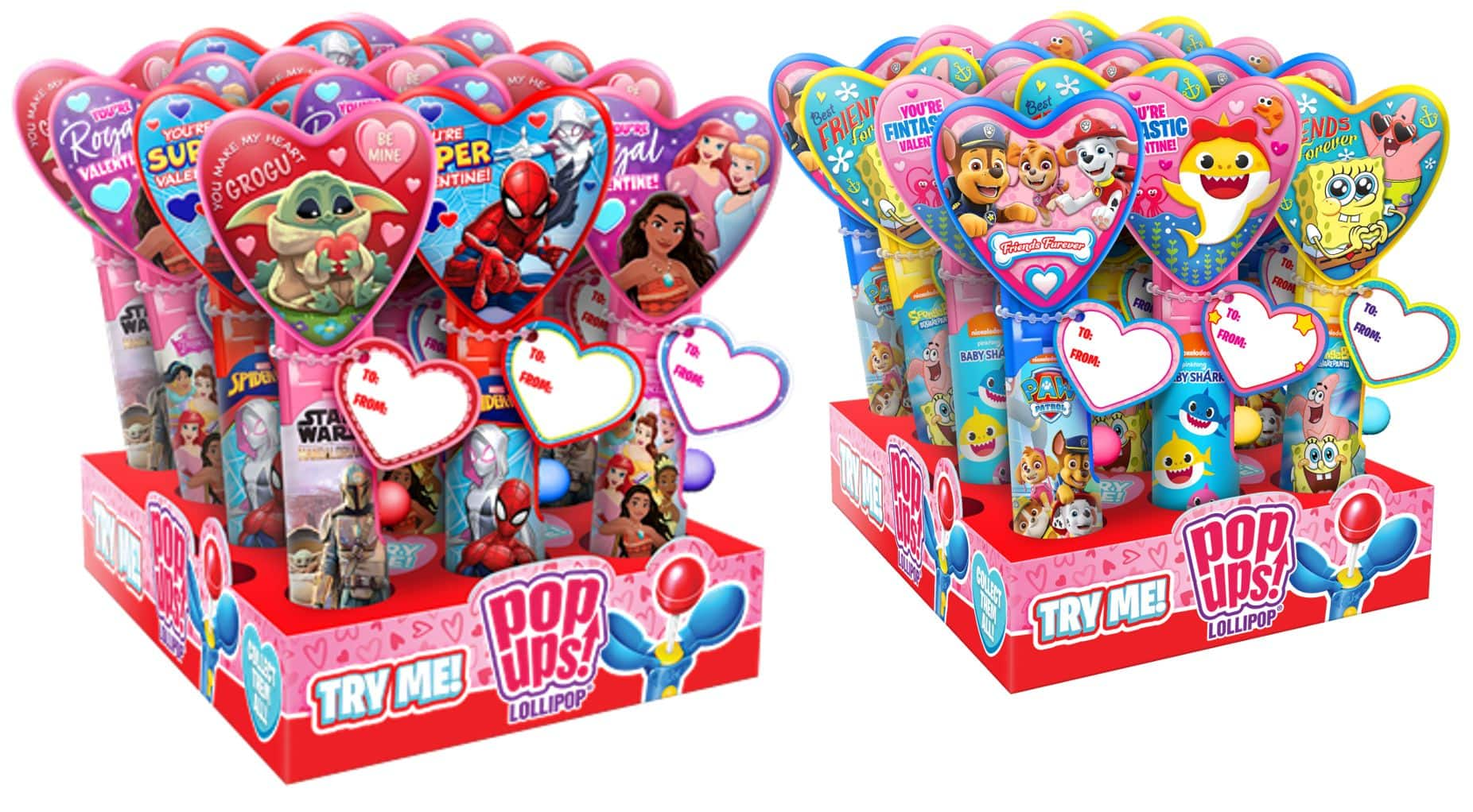 Sucettes Coeur Pop Ups Marvel Et Pat Patrouille Assortiment G