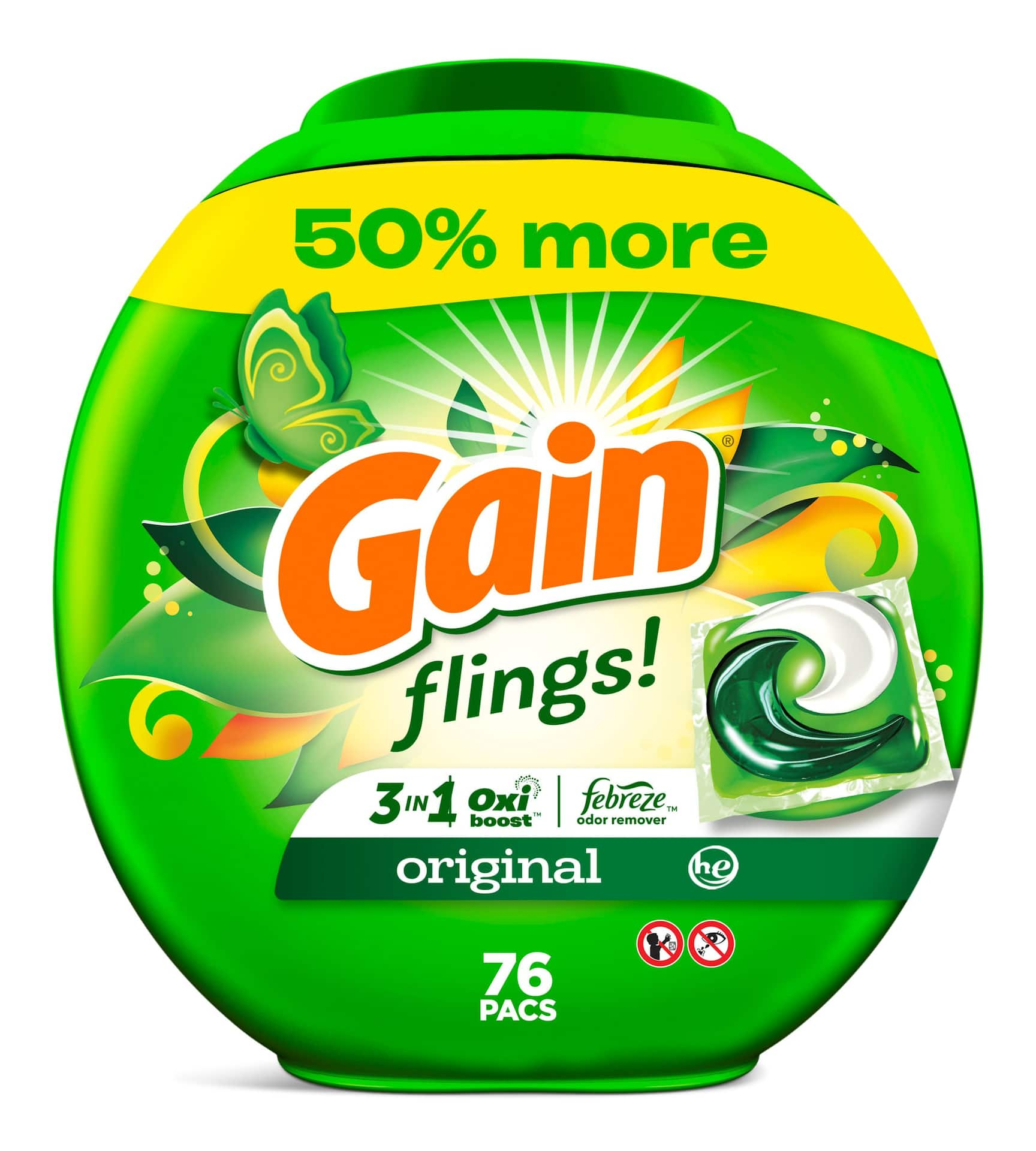 Gain Flings Laundry Detergent Soap Pacs With Oxi Boost Febreze Odour