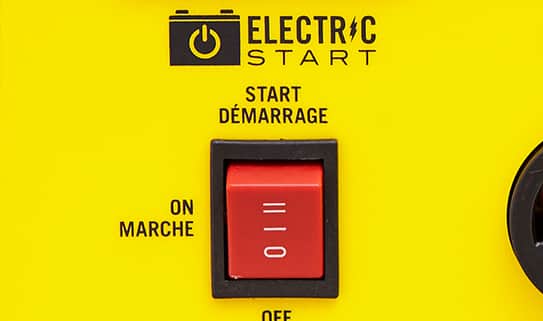 Electric start switch on generator.