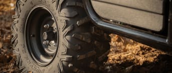 Close shot of an ATV tire. 