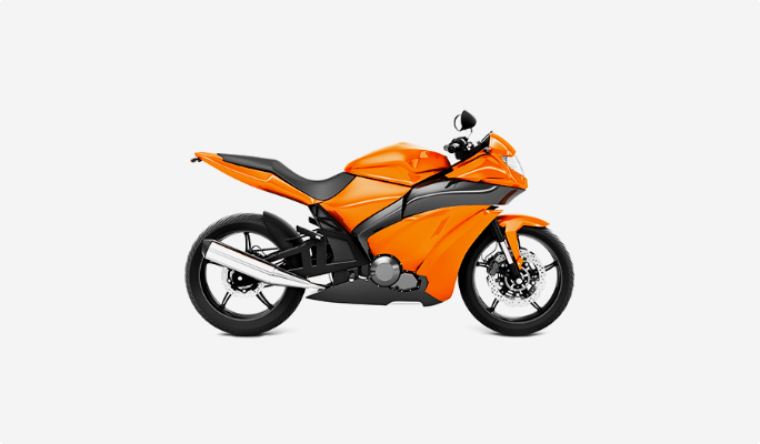 Une moto sport orange en vedette sur un fond blanc.