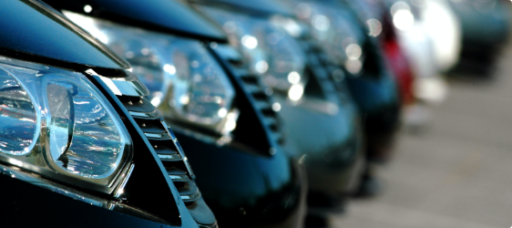 The front end of a row of vehicles