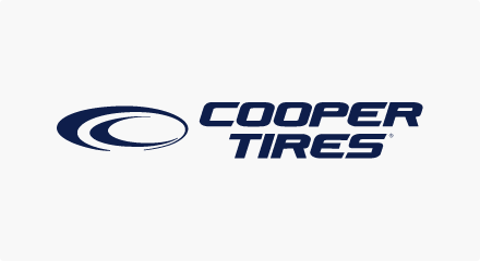 The Cooper Tires logo: A blue ellipse shape reminiscent of a tire above a stacked “COOPER TIRES” wordmark.