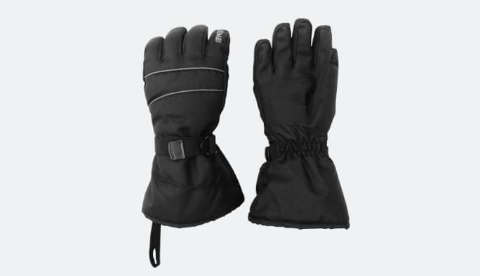 Des gants de motoneige Kombi à doublure en molleton noirs.