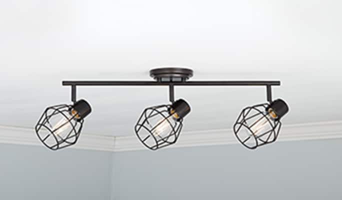 CANVAS Keele three-light track light in oil-rubbed bronze.
