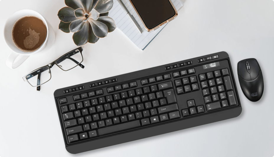 A Black keyboard and mouse