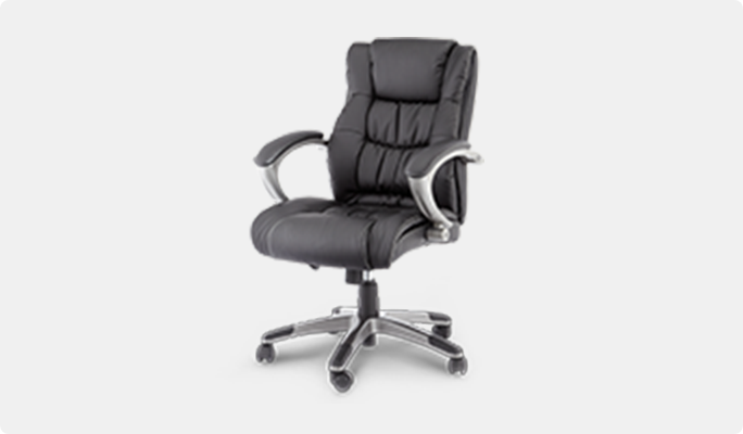 Black plush office chair with arm rests