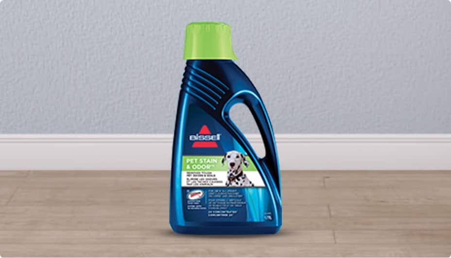 Bottle of Bissell pet stain & odour floor cleaner.
