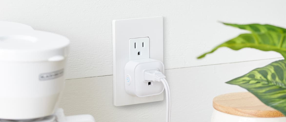White smart plug-in electrical socket
