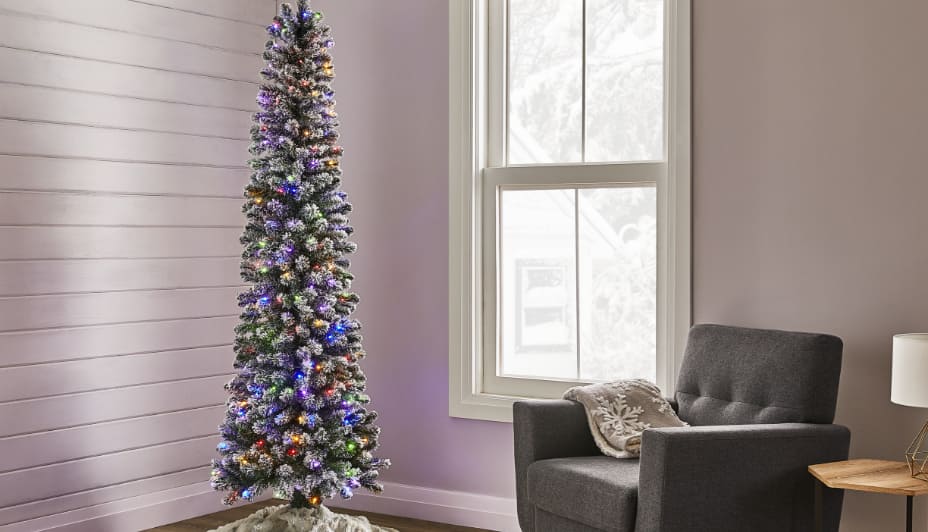 Bennet 7-ft slim Christmas tree on display