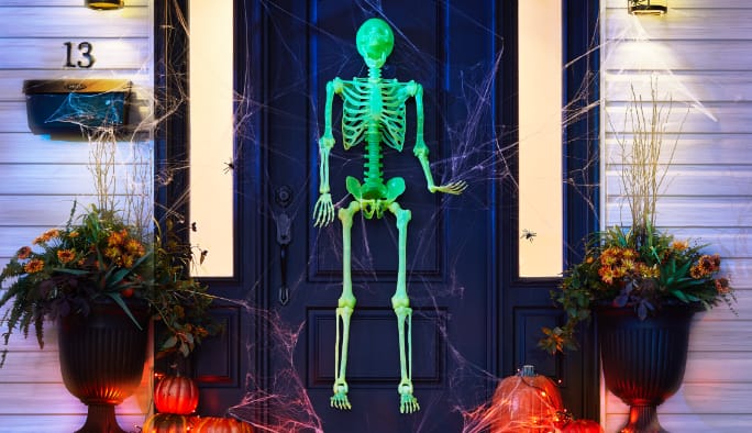Glow-in-the-Dark Hanging Skeleton, 5-ft