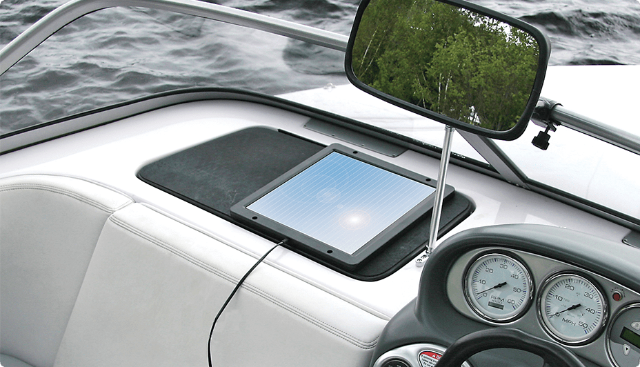 Trickle charger being used on a boat