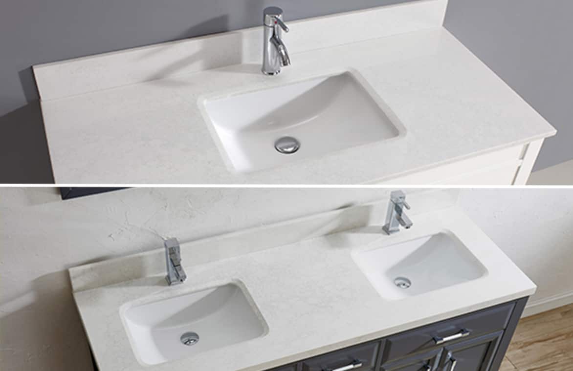 Single sink vanity and double sink vanity.