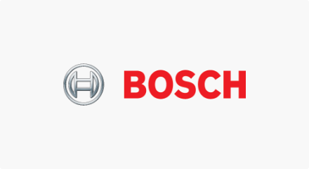 Le logo Bosch Power Tools : un cercle blanc à la gauche du mot « BOSCH » en rouge.