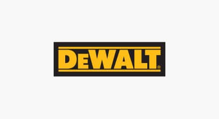 Le logo DeWalt : un rectangle noir avec la lettre de marque jaune « DeWalt ».