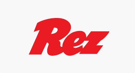 The Rez logo: A red “Rez” wordmark.