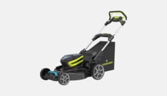 Black and yellow lawn mower