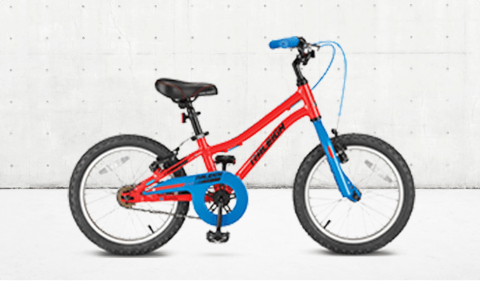 Raleigh Vibe Kids' Bike in red and blue.