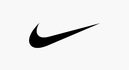 The Nike swoosh logo: A stylized checkmark in black.