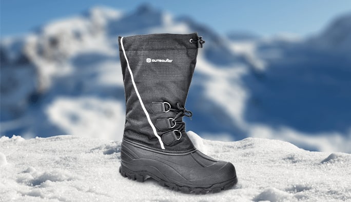 Outbound Black Winter Boot in snow