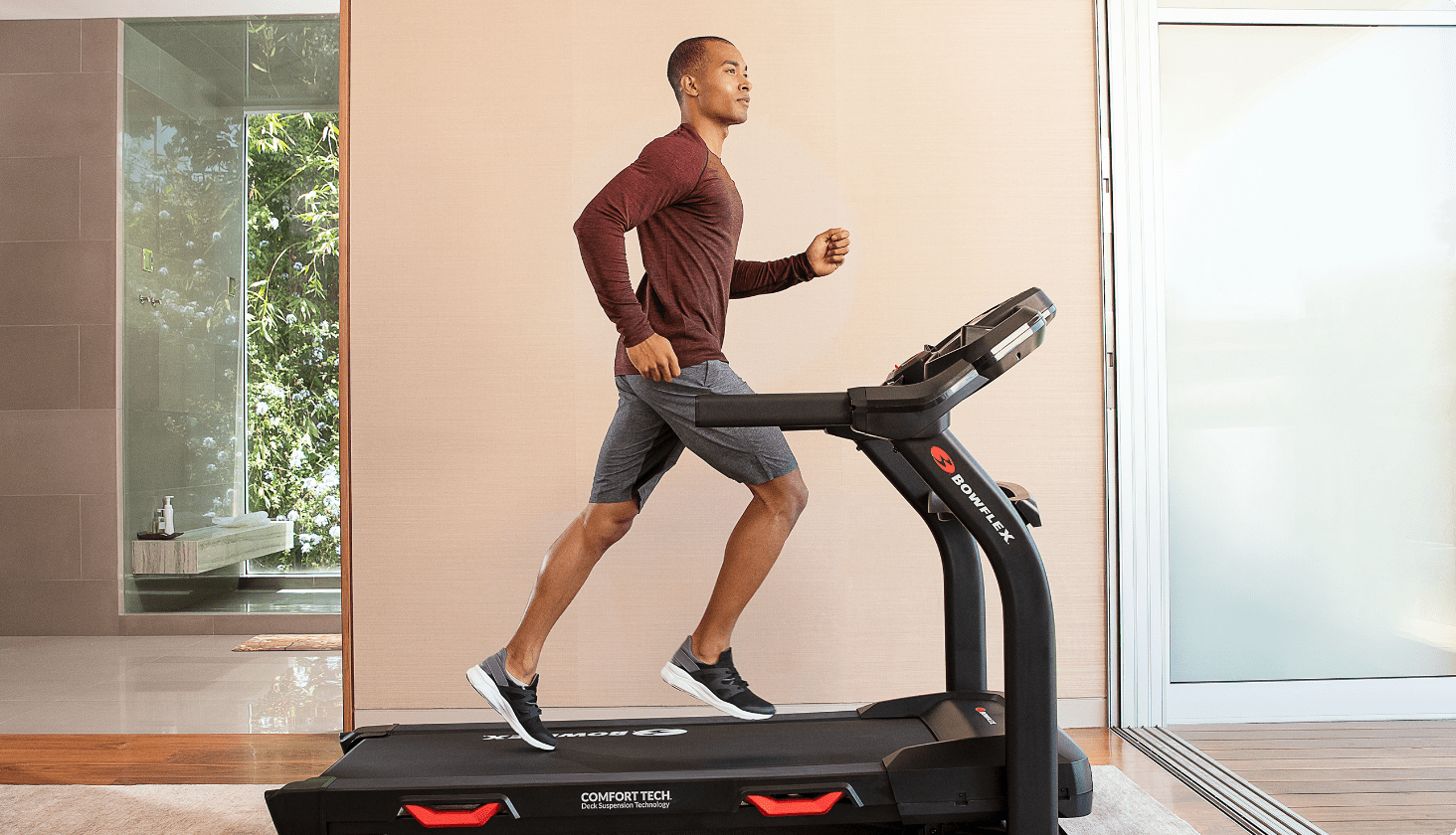 Man running on a treadmill.