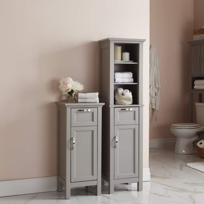 A bathroom, neatly painted in a neutral shade.