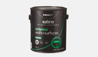 A container of Premier Extra exterior wall paint.