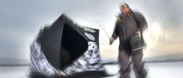 : Photo floue d’un homme se tenant debout avec du matériel de pêche.