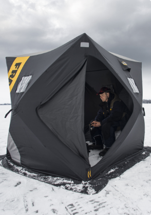  A black non-thermal ice shelter.