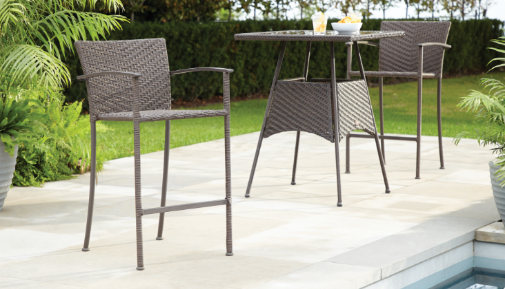 Outdoor patio chairs and high dining table