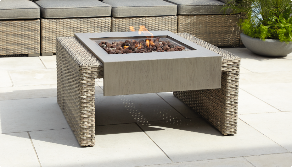 CANVAS Bala Wicker Outdoor Fire Table lit up outdoor s 