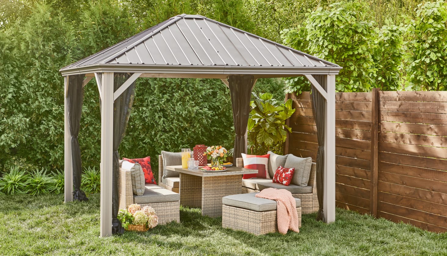 Canvas Skyline Aluminum & Galvanized Steel Frame, Hard Top Gazebo, 10 X 10-Ft