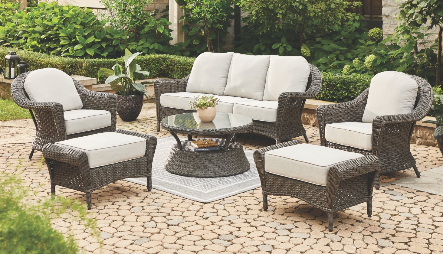 CANVAS Summerhill Conversation and Dining Patio Set, 6-pc Set on an outdoor patio