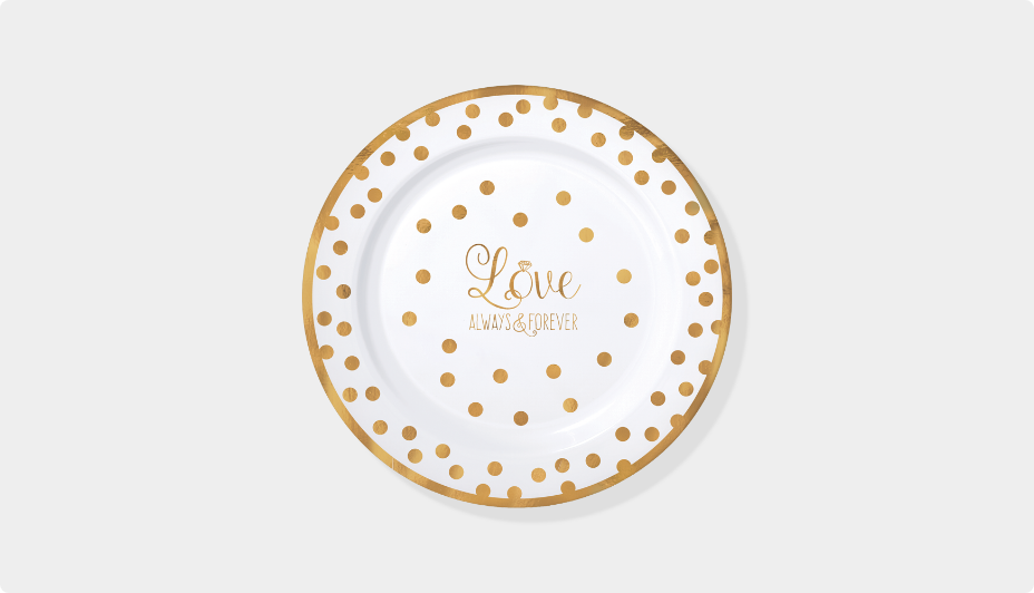 White and gold wedding plate 
