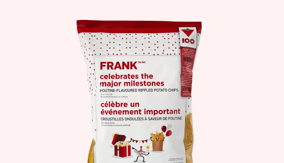 Purchase a specially-marked bag of Frank's "poutine" flavoured chips in-store or online at Canadian Tire.