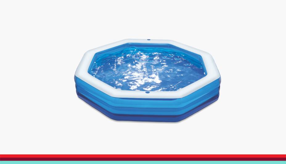 Stella and Finn Inflatable Octagon Oasis Swim Pool with White & Blue Rings 