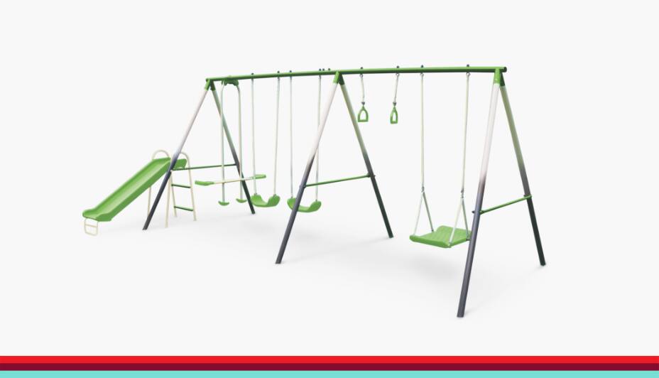 Sportspower Outdoor 7-Station Metal Swing Set Combo, 2 Swings, Trapeze 