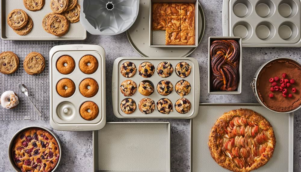 Cookies on cookie sheets. 