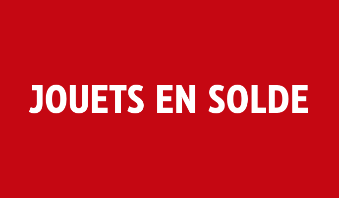 Arrière-plan rouge avec texte en gras « Jouets en solde ».