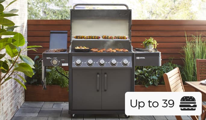 Master Chef Prime 5-Burner BBQ Grill set up in backyard. 