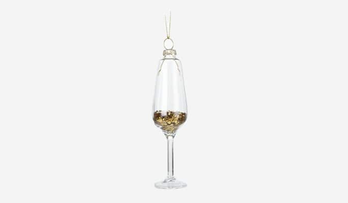 Gold champagne glass ornament