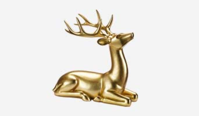 CANVAS Gold sitting deer