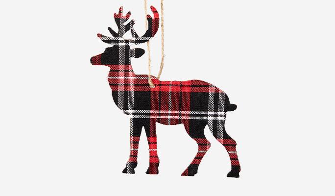 CANVAS Red reindeer ornament, 3-pk