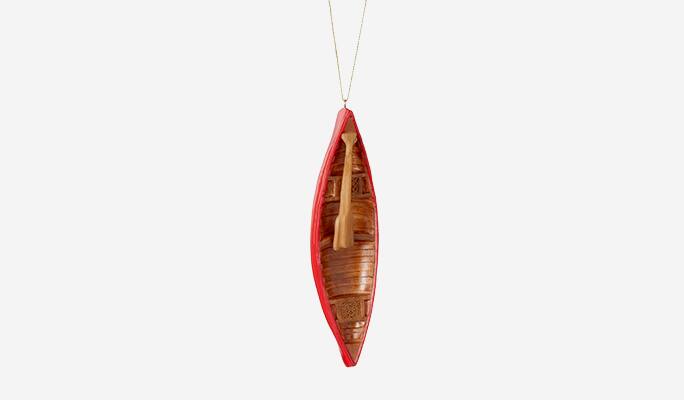 CANVAS Red resin canoe ornament