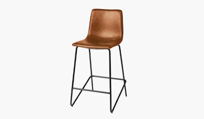 Faux leather counter stool with scoop seat
