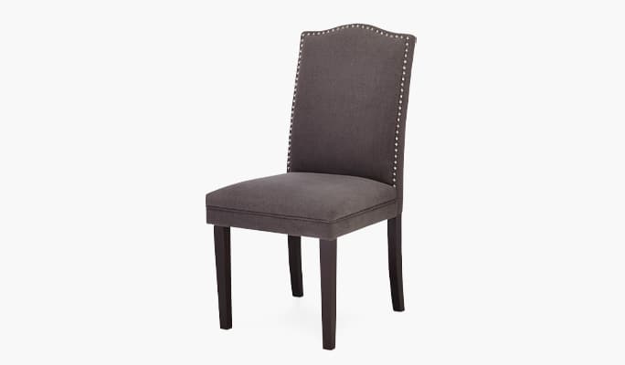 Dark brown leather upholstered dining chair