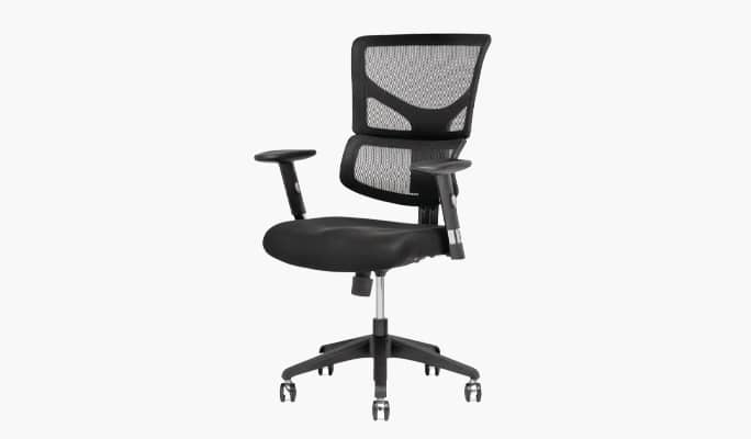 Wheeled swivel task chair with mesh backing