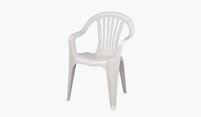 White plastic resin chair
