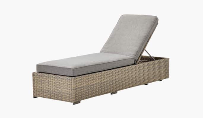 Wicker cushioned patio chaise lounge